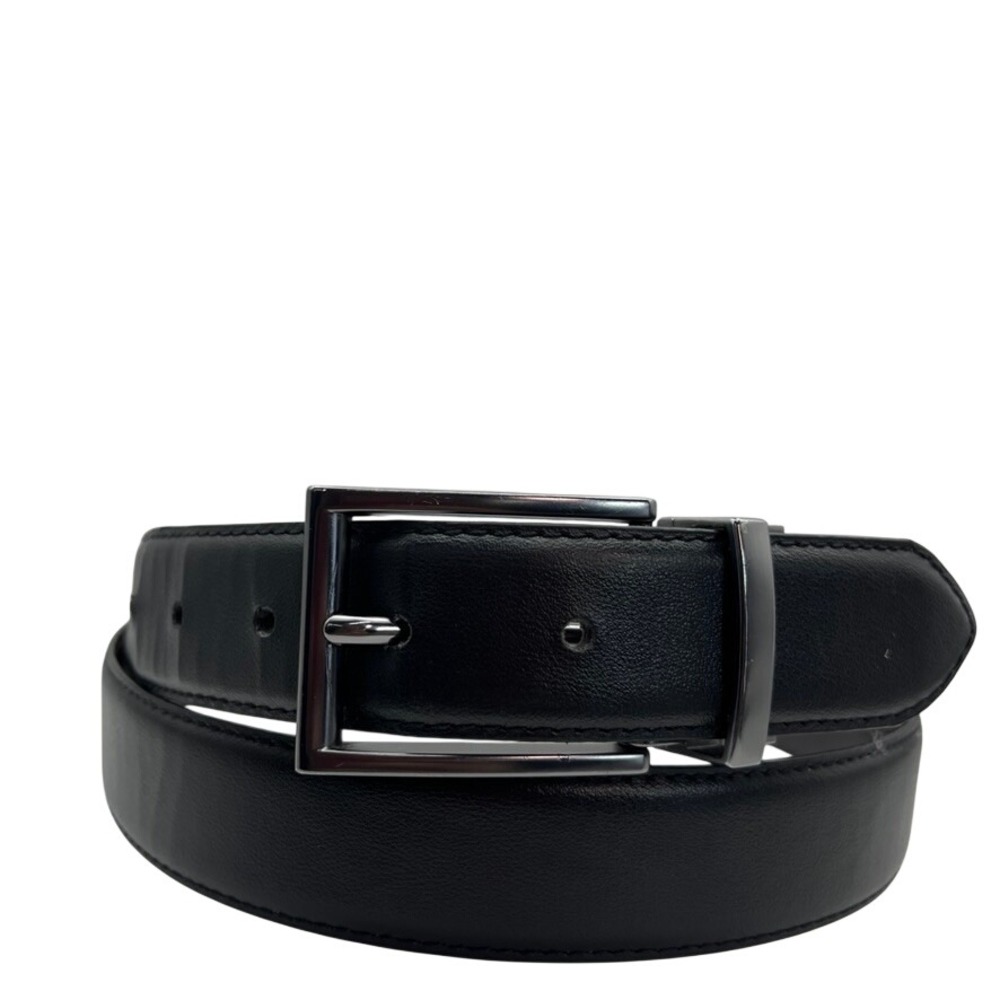 Steve Madden Mens Reversible Leather Belt Black Brown Gunmetal Buckle 38 40